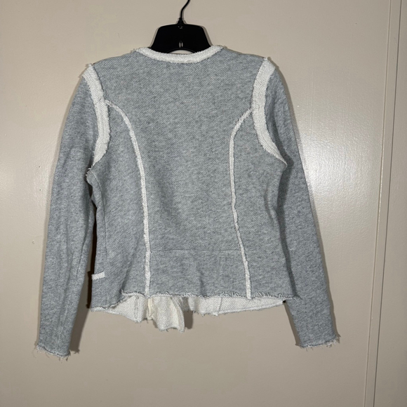 Lucky Brand Lucky Lotus gray raw hem asymmetrical zipper Moto jacket Large - Picture 2 of 9